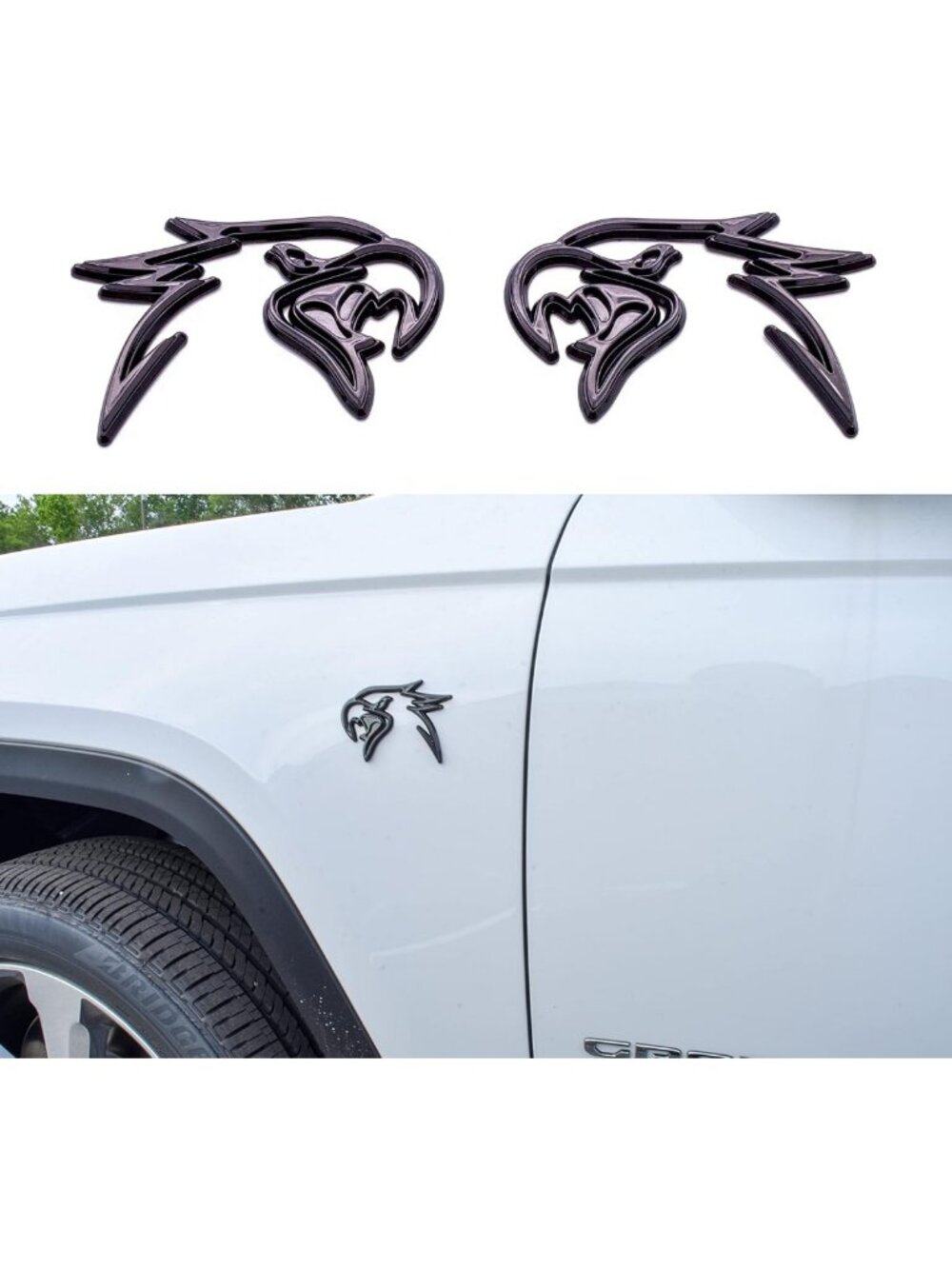 Custom Gloss Black Emblem for Trackhawk & Grand Cherokee - Hellcat Style Badge